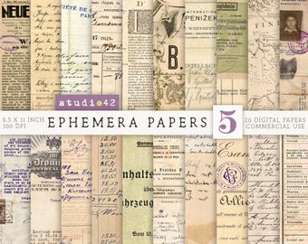 May include: A set of 20 digital papers featuring vintage ephemera, including handwritten notes, maps, and documents. The papers are 8.5 x 11 inches and 300 DPI, perfect for scrapbooking, digital design, and other creative projects.