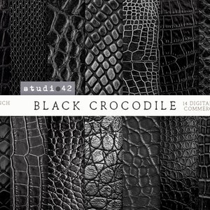 Papel digital com texturas de crocodilo preto, texturas de couro de crocodilo natural, papel digital com texturas de crocodilo, pacote de texturas de couro de luxo