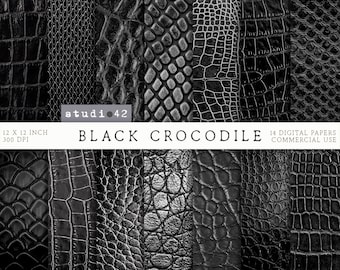 Black Crocodile Textures Digital Paper, Natural Crocodile Leather Textures, Crocodile textures digital paper, Luxury Leather textures pack