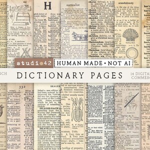 Old Dictionary Pages Digital Paper, Old Dictionary Printable Paper, Printable Decoupage Paper, Old Dictionary Decoration, Old Paper Textures