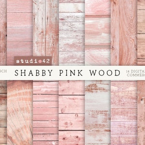 Shabby Pink Wood digitale achtergrondpapieren, Shabby houten achtergronden, rustieke houten digitale achtergrond, papier van noodlijdend hout, licht hout