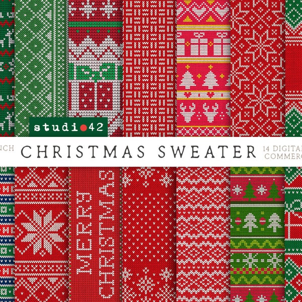 Christmas sweaters digital paper, Knitted texture backgrounds, Ugly Christmas Sweaters digital background, Xmas Sweaters textures