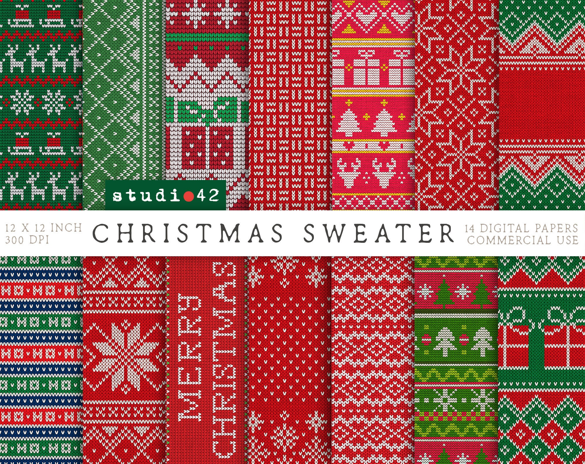 Ugly Christmas Sweaters Vintage Colors Wrapping Paper by Sandra