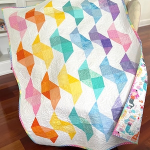 Girl Rainbow Quilt, Baby Girl Quilt, Handmade Baby Quilt, Lap Quilt, Wall Hanging, Mermaid Backing, Toddler Quilt, 40in x 53in,Ready to Ship