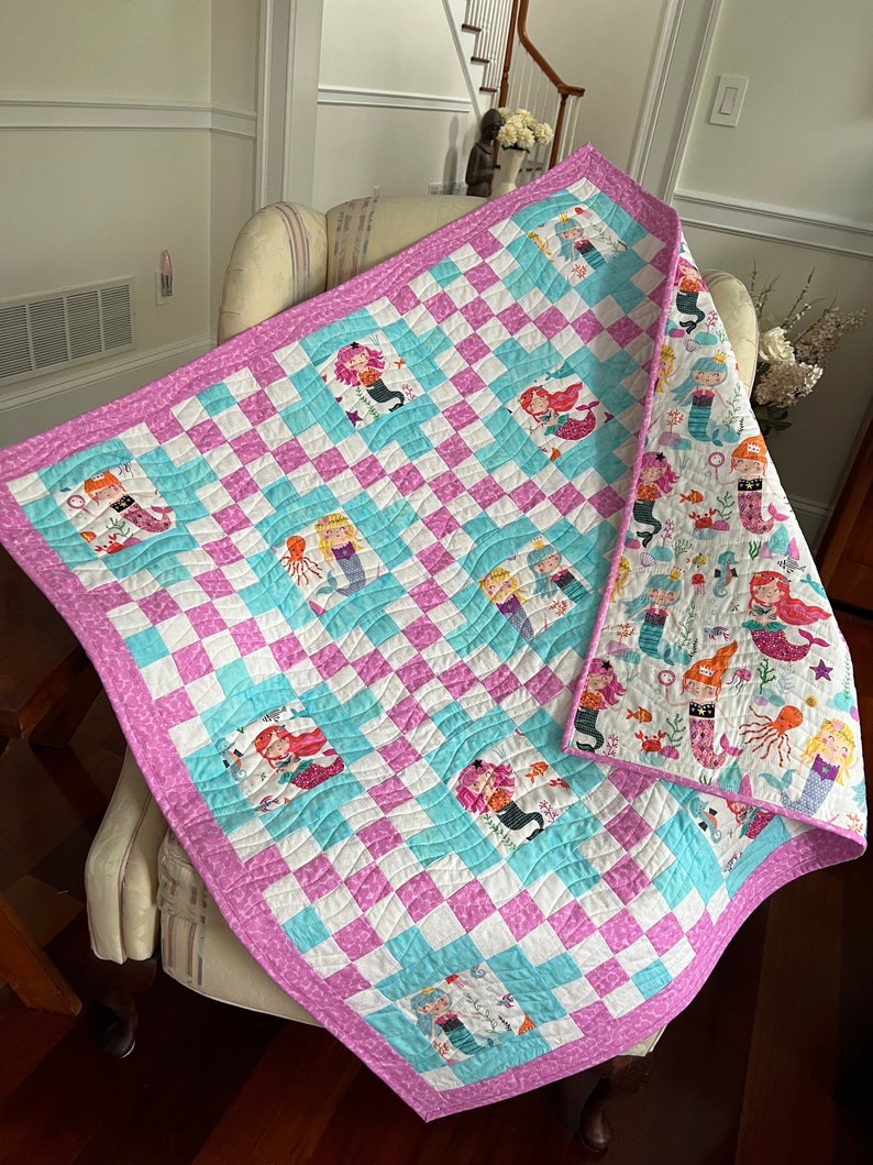 Baby Girl Quilt, Handmade Baby Quilt, Mermaid Quilt, Girl Quilt Etsy