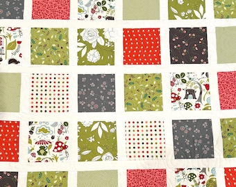 Handmade Baby Quilt: Modern Colorful Play Mat, 36x42 in