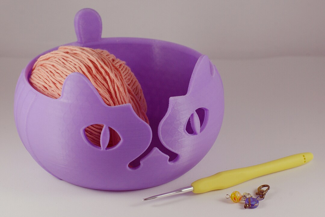 Yarn Bowl 3D Printed Exotic Cat Design Crochet Knitting Storage Medium