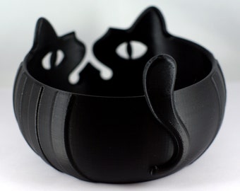 Yarn Bowl 3D Printed Exotic Black Cat Design Crochet Knitting Storage Medium 15cm