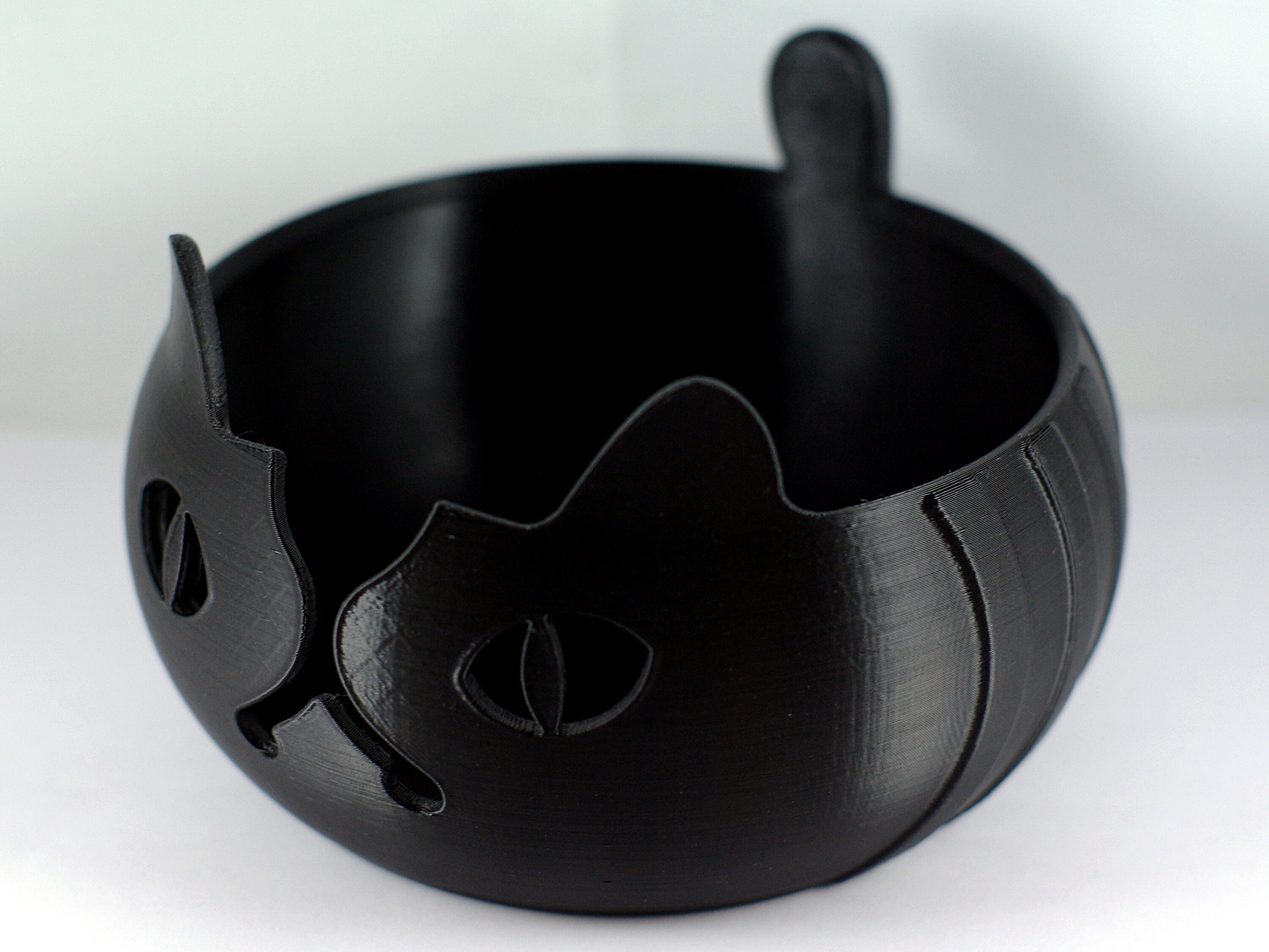Yarn Bowl 3D Printed Exotic Black Cat Design Crochet Knitting Storage