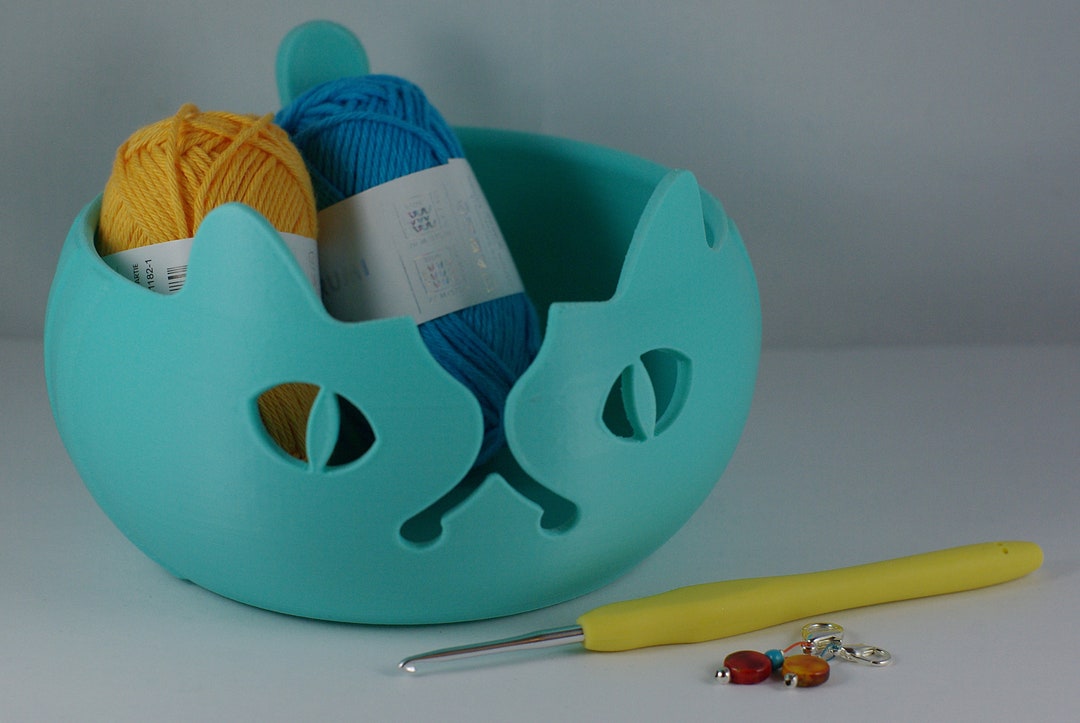 Yarn Bowl 3D Printed Exotic Cat Design Crochet Knitting Storage Medium