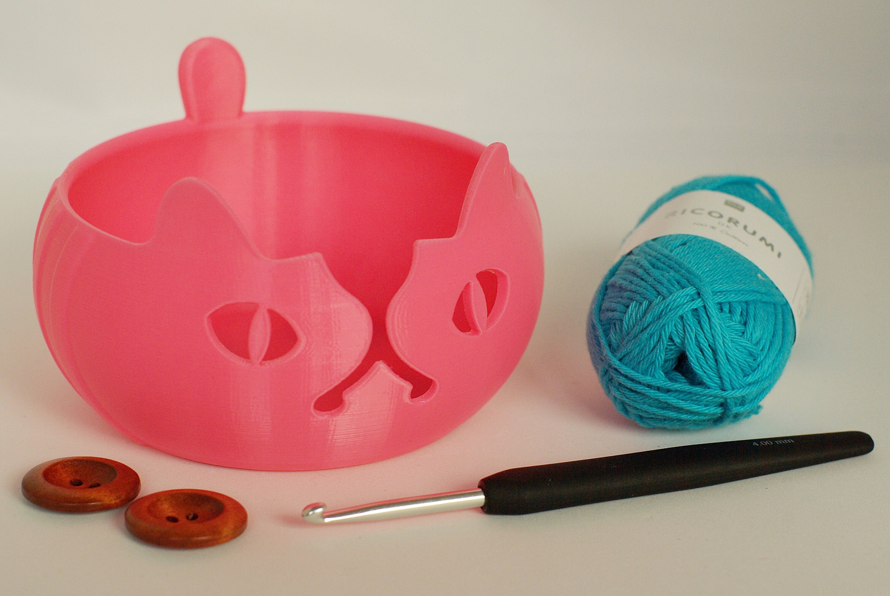 Yarn Bowl 3D Printed Exotic Cat Design Crochet Knitting Storage Set of