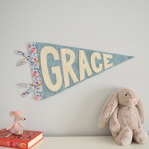 Personalised Liberty London name pennant | Custom name flag name banner girls | Liberty Betsy fabric | Liberty room decor Liberty nursery