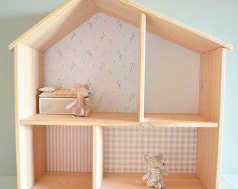 Wallpapers for IKEA FLISAT Doll’s House Made Using Maileg Paper Mouse