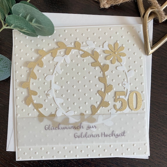 Glückwunschkarte Zum 50. Hochzeitstag – Goldfolie, 15 X 18 Cm, Mit Umschlag