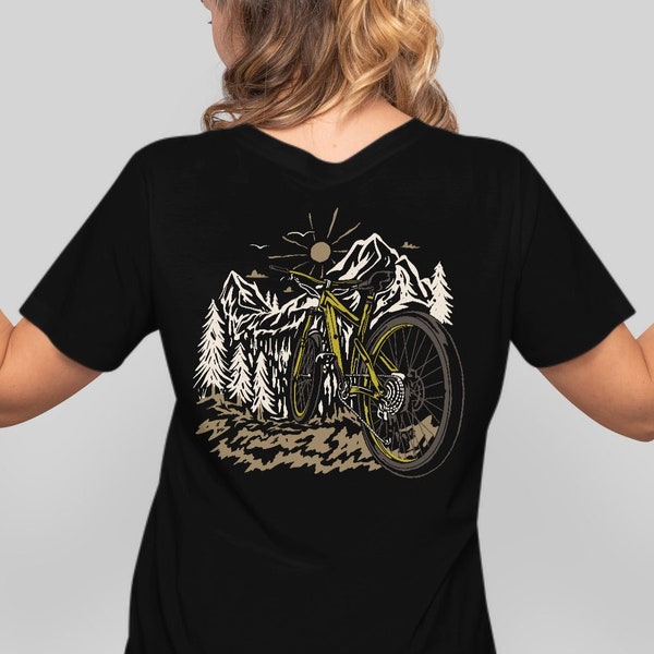 Mountain Biker Back Print Shirt, Mountain Biker Gift, Bike Shirt, Biker Gifts, Bike Lover Gift, Mountain Bike MTB T-Shirt, Back Print Shirt