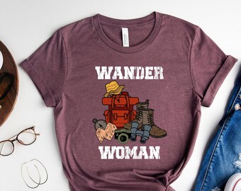 Wander Woman Tee, Wander More Shirt, Camping Shirts, Wanderlust Shirt, Mountain Camping Tee, Cool Nature Shirt,Camper Shirt,Summer Shirts