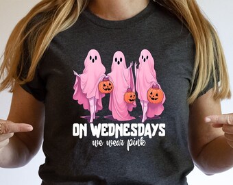 On Wednesday We Wear Pink Ghost Shirt, Mean Girls Ghost Shirt, Pink Ghost Shirt, Mean Girls Halloween Shirt, We Wear Pink Ghost Sweatshirt