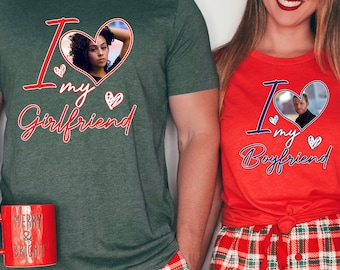 Camiseta personalizada com foto para o Dia dos Namorados, presente para os namorados, camiseta personalizada com foto, camisetas personalizadas para casais, personalizadas "Eu amo minha namorada"