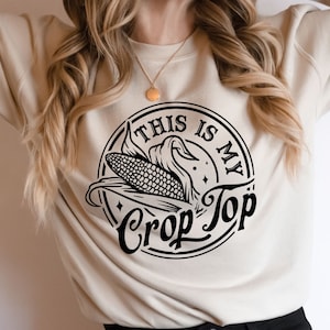 Groovy This Is My Crop Top Crewneck Sweatshirt Gift For Farm Girl, Funny Farmer Shirt, Farm Life Sweater, Farm Girl Shirt, Corn Lover Shirt