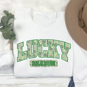 Cute Lucky Sweatshirt Gift For St. Patrick&#39;s Day, Lucky Women Shirt, Lucky Shamrock T-Shirt, Four Leaf Clover Tee, Cute Shamrock Sweater