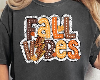 Camisas Fall Vibes, camiseta Leopard Fall, camisetas de otoño de moda, sudadera Fall Vibes, camisas de hojas de otoño, camisa de Acción de Gracias, feliz Día de Acción de Gracias
