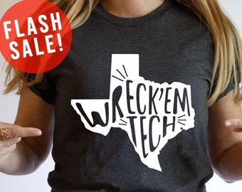 Wreck &#39;Em Texas Tech College Football Shirt, Texas Football Lovers Apparel, Red Raider Clothing, Tech Gameday Shirt, Football Texas Mama Tee