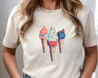 Cute Ice Cream T-shirt, Ice Cream Party Shirt, Ice Cream Lovers Shirt, Funny Ice Cream T-shirt, Ice Cream Summer Gift, Summer Vibes Shirt