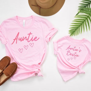 Personalized Auntie and Bestie Matching Shirts,  Aunt Niece Shirts, Custom Family Set Shirt, Auntie And Baby Matching T-Shirt, Toddler Shirt