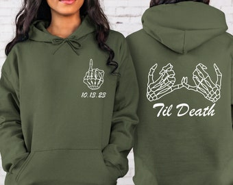 Til Death Bride Sweatshirt, Halloween Couple Sweatshirt, Bride Or Die Halloween Sweatshirt, Engaged Gothic Sweater, Halloween Wedding Hoodie