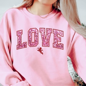 Love Cupid Sweatshirt, Cute Cupid Shirts, Love Crewneck, Cupid University Sweater, Happy Valentine&#39;s Day Sweater, Cupid Tee,Not Real Glitter