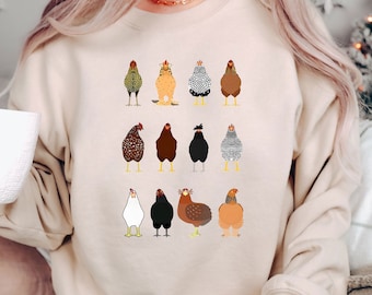 Chicken Sweatshirt Gift For Chicken Lover, Farm Life Shirt, Farm Animal Hoodie, Chicken Lady Sweater,Funny Chicken T-Shirt,Love Chickens Tee