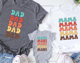 Boho Style Family Matching T-shirt, Dad Mama Mini Matching Gift, Family Vacation Gift, Colorful Family Shirt, Funny Family Shirt Gift