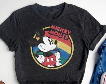 Retro Mickey Mouse Shirts, Rainbow Mickey Mouse Shirt, Magic Kingdom Shirt, Classic Mickey Tee, Kids Mickey Shirts, Vintage Mickey Mouse Tee