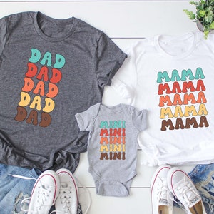 Boho Style Family Matching T-shirt, Dad Mama Mini Matching Gift, Family Vacation Gift, Colorful Family Shirt, Funny Family Shirt Gift