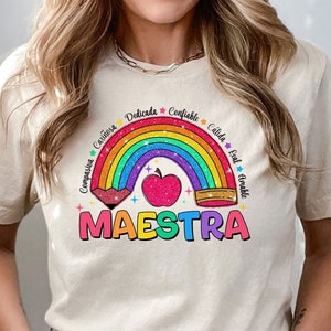 Maestra Teacher Shirt,Spanish Teacher Shirts,Latina Teacher Gift, Dual Language T-Shirt,Teacher Appreciation Shirts,Meastra Siempre Shirt