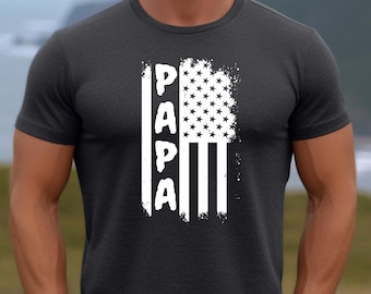 American Papa T-shirt, Veteran Dad Shirt, USA Father’s Day Gift, Patriotic Father Shirt, USA Flag Shirt, New Dad Shirt, USA Patriot Shirt