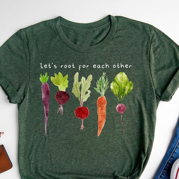 Lets Roots For Each Other Vegetable Shirt, Uplifting T Shirt, Spring T Shirt, Gardening Tee, Turnip Gift, Carrot Outfit, Black Carrot Tee