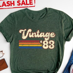 Rainbow Vintage 1983 Colorful Birthday Shirt, 1983 Birthday Unisex Outfit, Boho Style 1983 Birthday Apparel, Aesthetic Birthday Gift