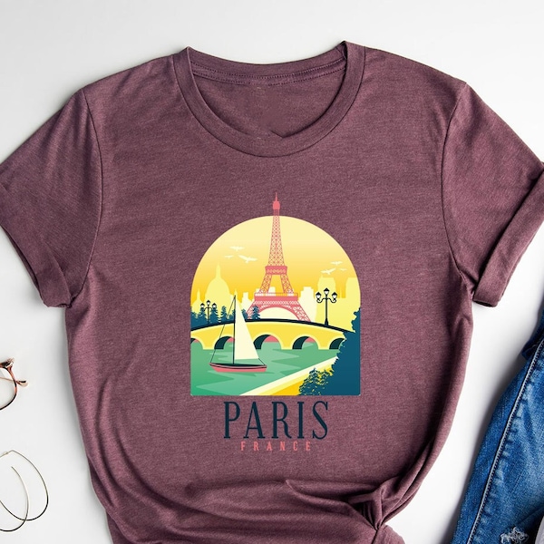 Koszulka podróżnicza Paryż Francja, koszulka z wieżą Eiffla, prezent podróżniczy po Europie, koszulka Love Paris, koszulka z wakacjami letnimi, koszulka Take Me To Paris City