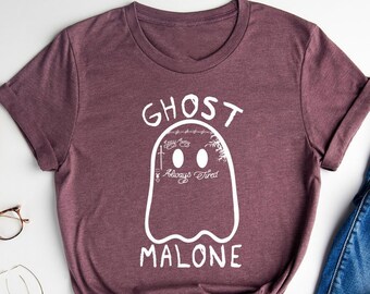 Ghost Malone Spooky Halloween T-Shirt, Cute Halloween Tee, Scary Ghost Shirt, Boo Tee Gift, Happy Halloween Tee,  Sarcastic Ghost Tee
