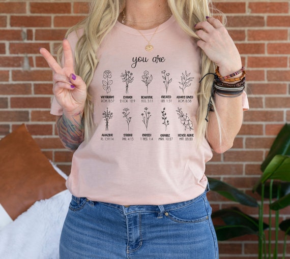 You Are Chosen Bible Verse T-shirt, Flower Bible T-Shirt, Cute Christian Shirt, Christian Mama Gift, Jesus Lover Gift, Church Sunday T-Shirt