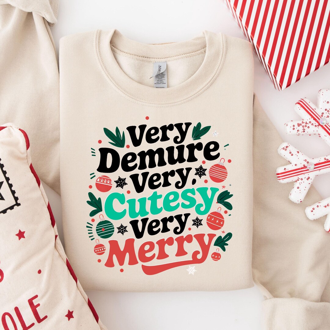 Very Demure Very Cutest Very Merry Sweatshirt, Cute Holiday Sweater