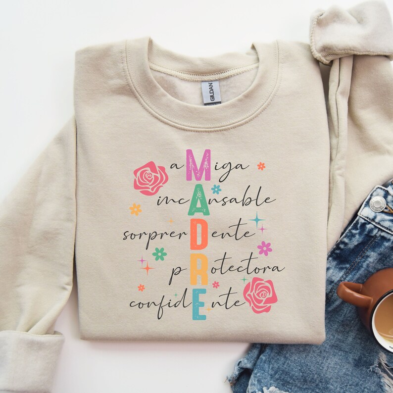 Madre Sweatshirt, Madre Definition Shirts, Latina Mom Sweater, Mother's Day Gift, Latina Mama Dia De Las Madres Shirt, Spanish Mother Tee image 4