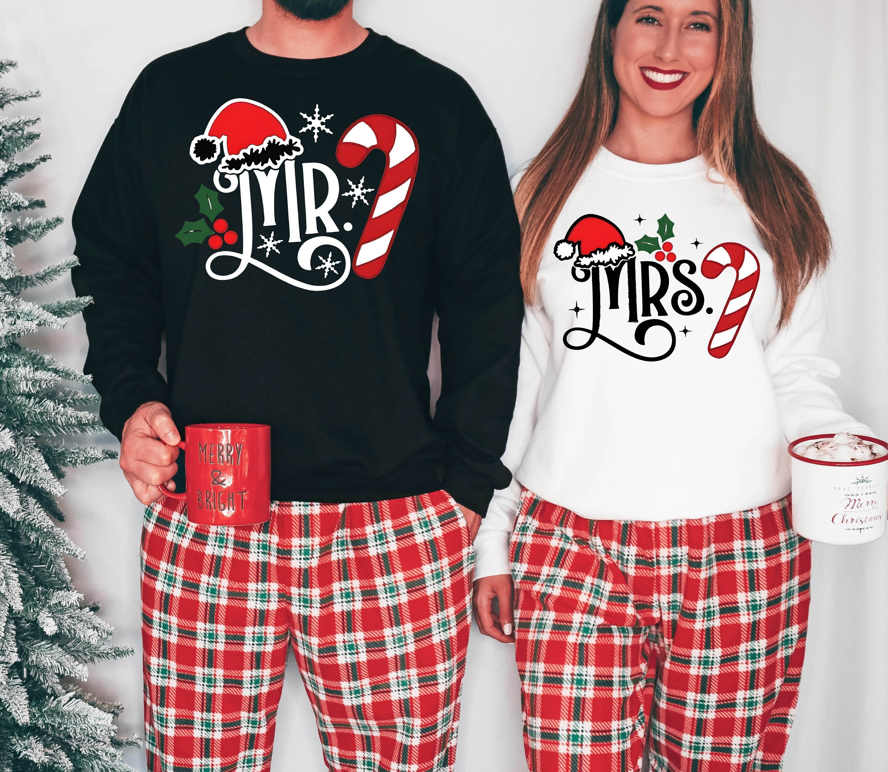 Mr. and Mrs. Christmas Family Matching Sweatshirt, Trendy Christmas Couple Sweater, Cute Christmas Vibes Hoodie, Christmas Spirit Crewneck