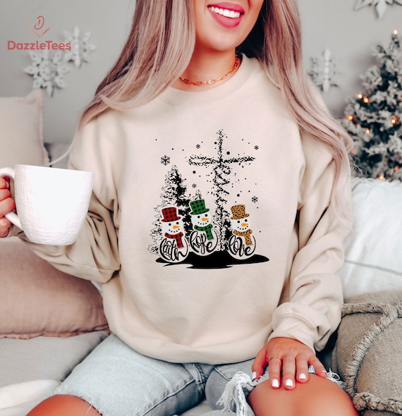 Cute Snowmen Christmas Holiday Sweatshirt, Trendy Christmas Party Hoodie, Snowy Christmas Vibes Crewneck, Christmas Winter Spirit Shirt
