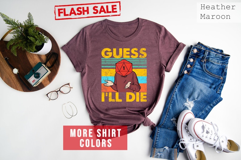 Guess I Will Die Vintage DnD Gaming T-Shirt, Dungeons and Ferrets Tee, Dragons Graphic Tee, Fantasy TTRPG Shirt, Dungeon Master Boho 80s Tee image 4