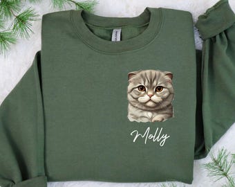 Custom Cat Sweatshirt, Personalized Cat Name Sweater,Custom Name Cat Mom Shirt,Cat Lover Gift,Cat Lover Crewneck,Cat Dad Shirt,Pet Owner Tee
