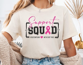 Chemise personnalisée de l'équipe de soutien au cancer du sein, pull de l'équipe familiale de lutte contre le cancer du sein, chemise de combattant du cancer du sein, t-shirt personnalisé de l'équipe de soutien