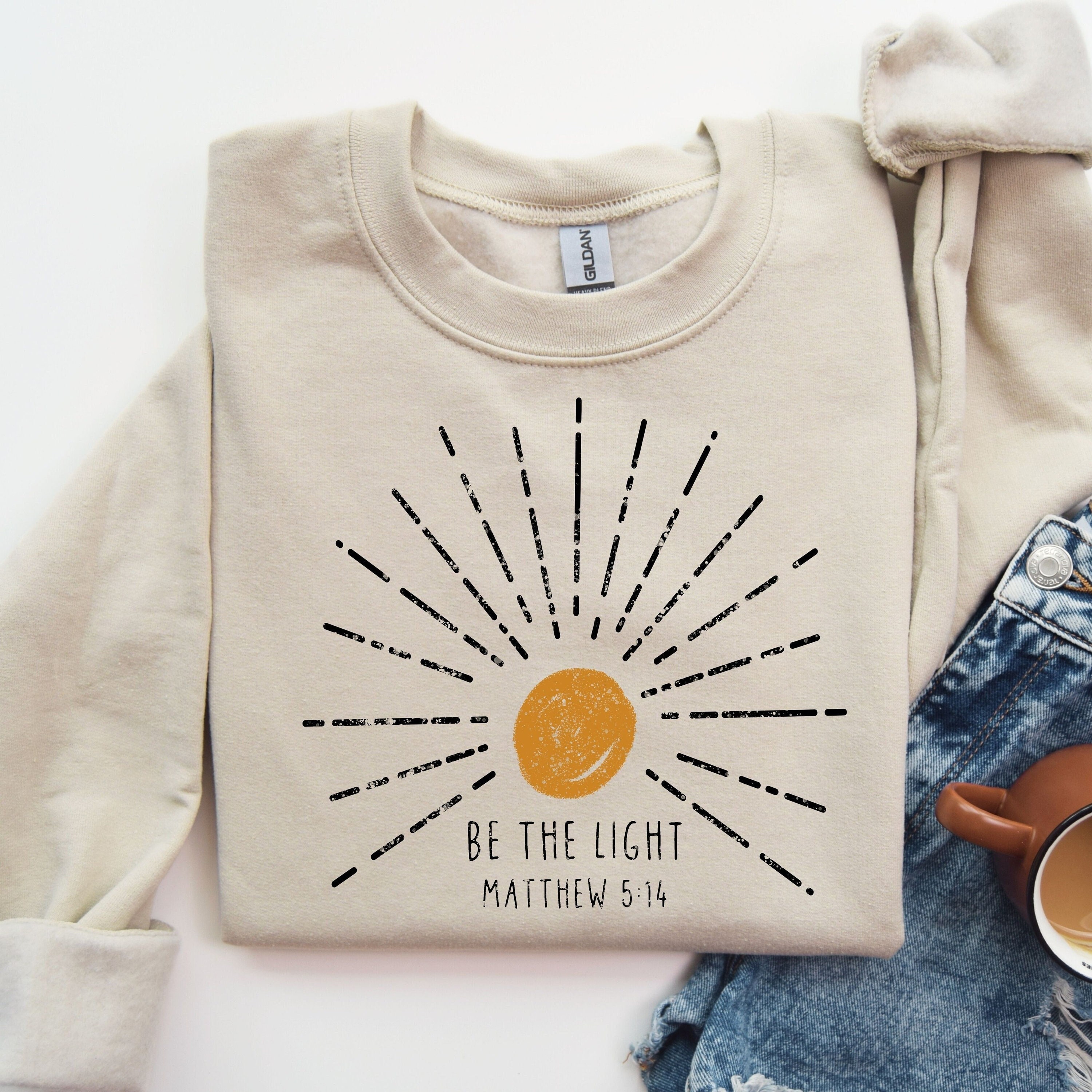Be The Light Matthew 5:14 Sweatshirt, Bible Verse Sweater, Celestial Christian Gift Shirt, Inspirational T-Shirt, Religious Shirt,Church Tee