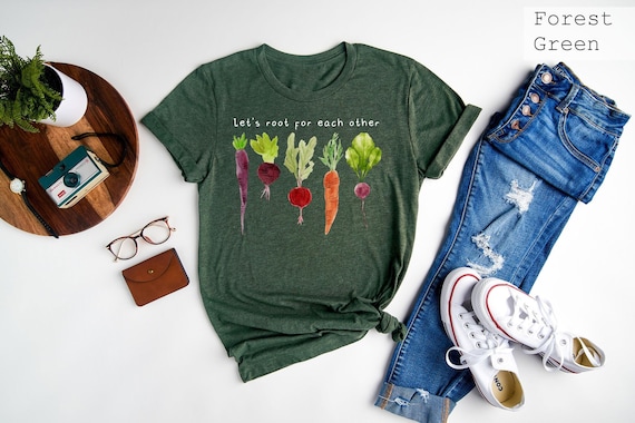 Lets Roots For Each Other Vegetable Shirt, Uplifting T Shirt, Spring T Shirt, Gardening Tee, Turnip Gift, Carrot Outfit, Black Carrot Tee